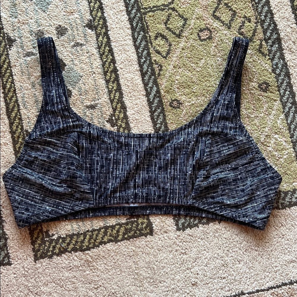 Fortnight - XL Bathing Suit Top - Black and White Textured Crop Top